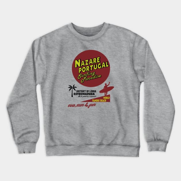 Nazare, Portugal Surf Vintage Crewneck Sweatshirt by Alexander Luminova